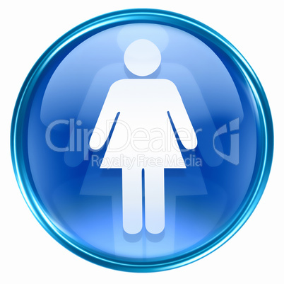 woman icon blue, isolated on white background.