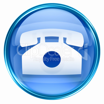 phone icon blue, isolated on white background.