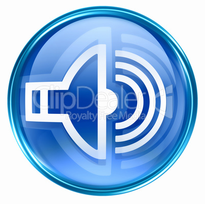 speaker icon blue, isolated on white background.