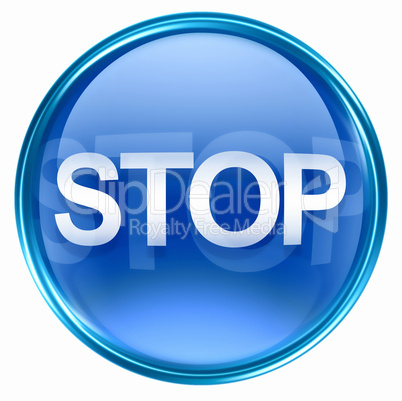 Stop icon blue, isolated on white background