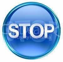 Stop icon blue, isolated on white background