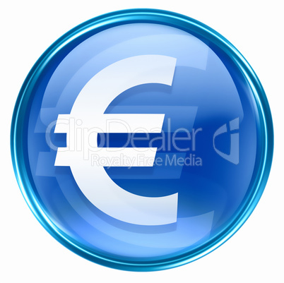 Euro icon blue, isolated on white background