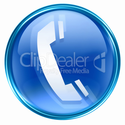 phone icon blue, isolated on white background