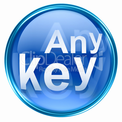Any Key icon blue, isolated on white background