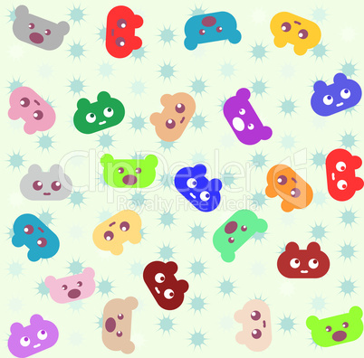smile colored cartoon animals background