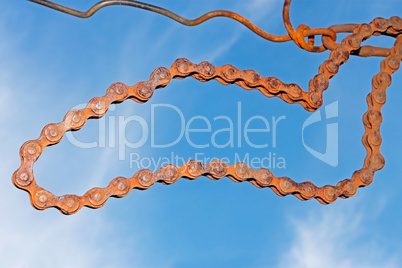 Old rusty steel chain