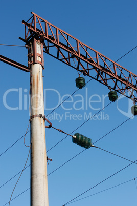 Electric pillar on a railroad line