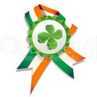 Beer cap with clover leaf and flag