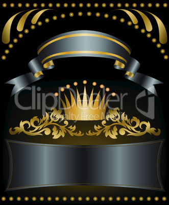 gold crown with ribbons.eps