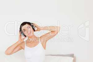 Lovely woman listening to music