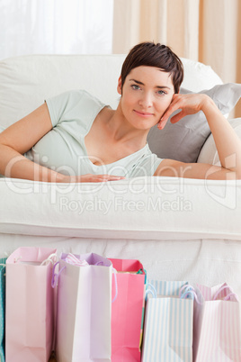 Portrait of a lovely woman with shopping bags