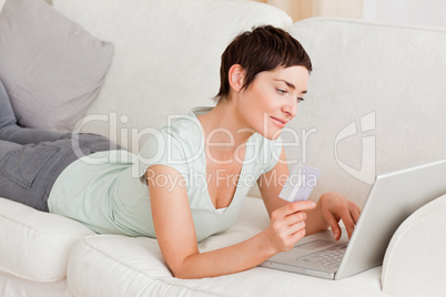 Gorgeous woman shopping online