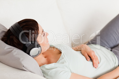 Woman wearing headphones