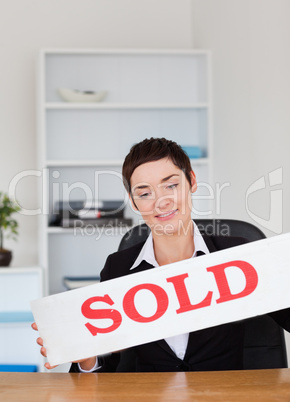 Estate agent with a panel