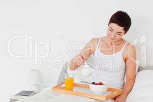 Woman having her breakfast