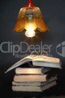 Books Under Lamp