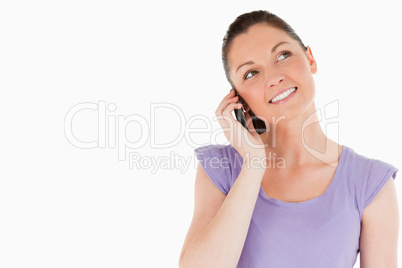 Beautiful woman on the phone while standing