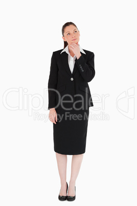 Charming female in suit posing