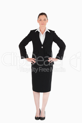 Good looking female in suit posing