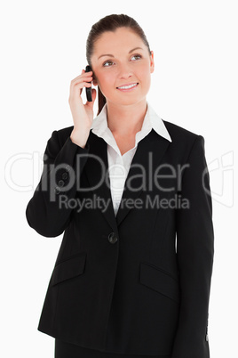 Gorgeous woman in suit on the phone