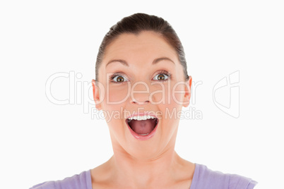 Portrait of a joyful woman posing while standing