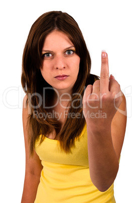 Very angry woman with yellow dress