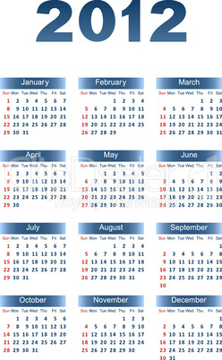 Calendar for 2012.