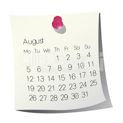 2013 August calendar