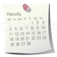 2013 February calendar
