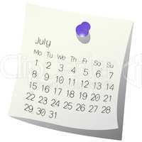 2013 July calendar
