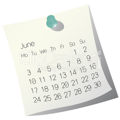 2013 June calendar