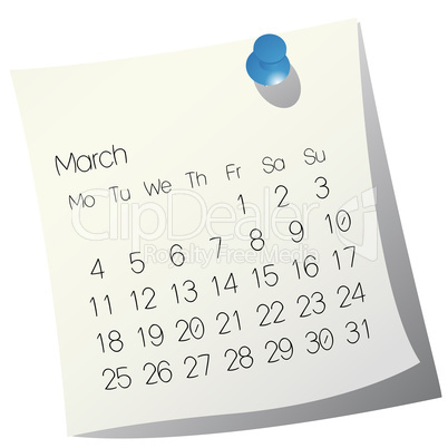 2013 March calendar