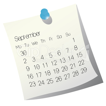 2013 September calendar