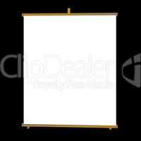 A wooden frame roll up banner