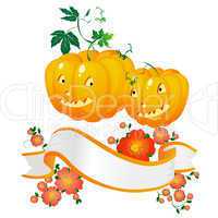 Halloween pumpkins and banner
