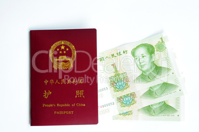 Chinese passport and money