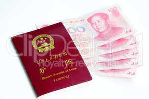 Chinese passport and money