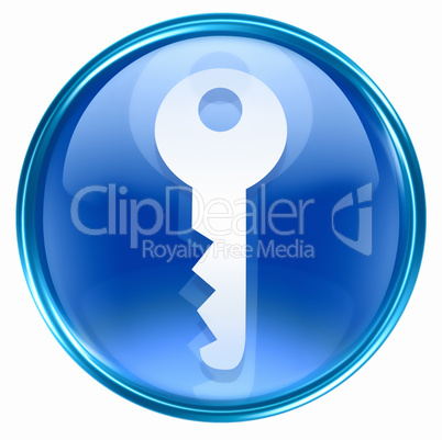 Key icon blue, isolated on white background