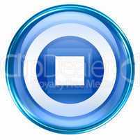 Stop icon blue, isolated on white background.