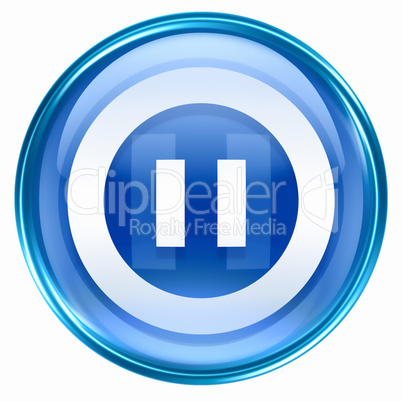 Pause icon blue, isolated on white background.