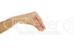 Placing or pinching hand sign