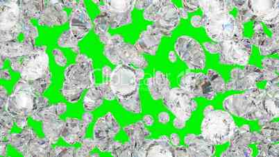 Diamonds orb blast or scatter over green screen