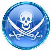 Pirate icon blue, isolated on white background.