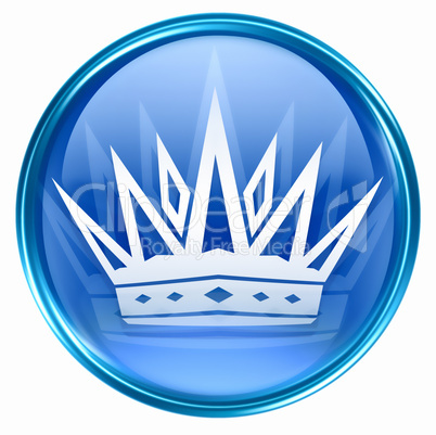 crown icon blue, isolated on white background.