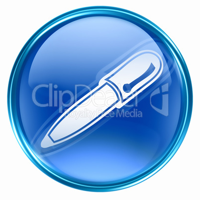 pen icon blue, isolated on white background.