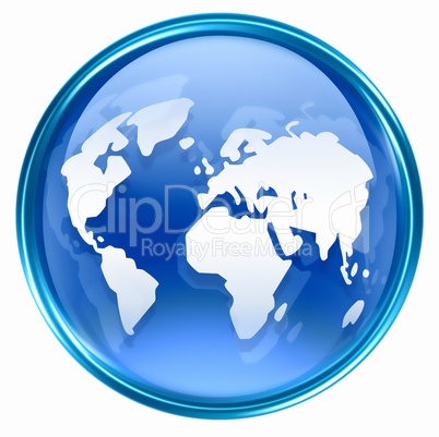 world icon blue, isolated on white background.
