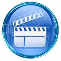 movie clapper board icon blue, isolated on white background.