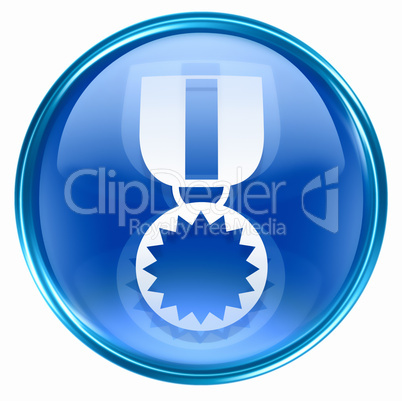 medal icon blue, isolated on white background.