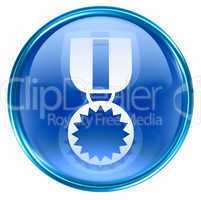 medal icon blue, isolated on white background.