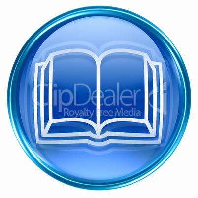 book icon blue, isolated on white background.